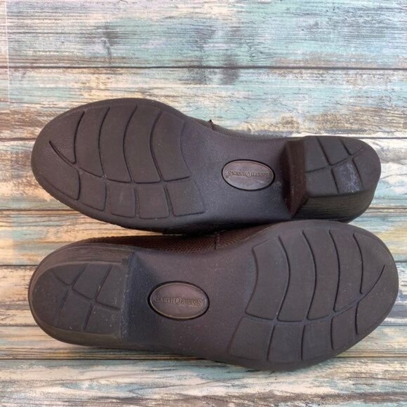 Earth?Origins Womens Brown Leather Ankle Booties Size 7.5M Monica Zip Block Heel - Picture 8 of 11